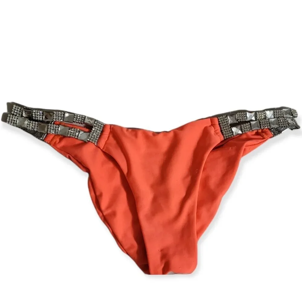 BEACH BUNNY "Cosmic‎ Jewel" Neon Orange Bikini (Top L, Bottom XS) - Picture 5 of 9
